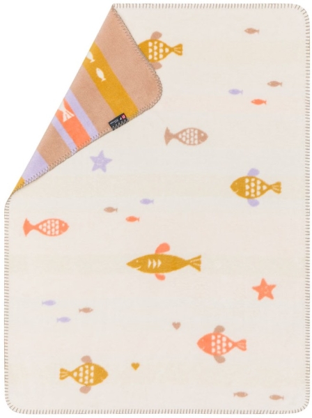 David Fussenegger Babydecke Mila 'Fische' 75 x 100 cm Rohweiß