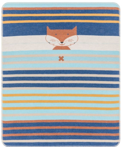 David Fussenegger Babydecke Juwel 'Fuchs Multistreifen' 70 x 90 cm Marine - Blau