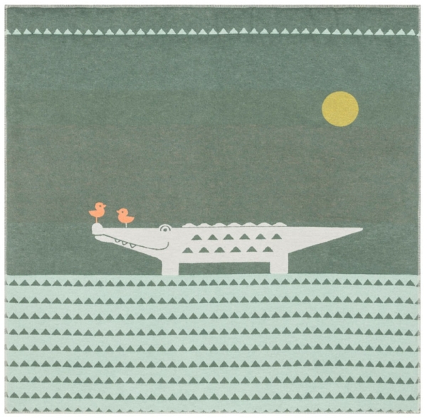 David Fussenegger Krabbeldecke gefüttert Juwel 'Krokodil' 120 x 120 cm Tannengrün