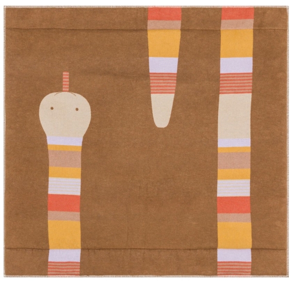 David Fussenegger Krabbeldecke gefüttert Juwel 'Schlange' 120 x 120 cm Braun