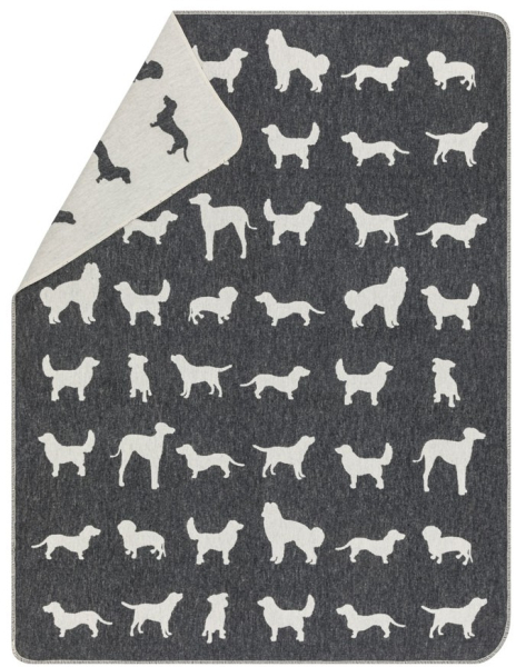 David Fussenegger Hundedecke 'Hundesilhouetten' 100 x 140 cm Anthrazit - Grau