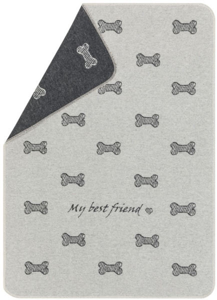 David Fussenegger Hundedecke 'my best friend/Knochen allover' 70 x 90 cm Filz - Grau