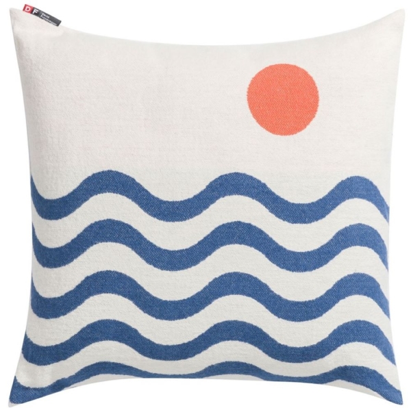 David Fussenegger Kissenhülle Nova 'Wellen' 50 x 50 cm Marine- Blau