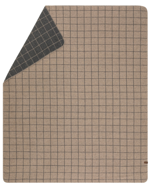 David Fussenegger Wolldecke Merano 'Karo' 160 x 200 cm Rauch
