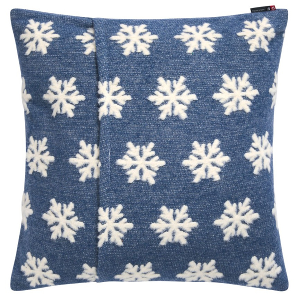 David Fussenegger Kissenhülle Carla 'Schneeflocke' 50 x 50 cm Jeans- Blau
