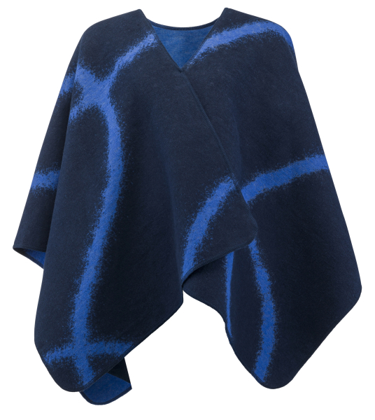 David Fussenegger Poncho Silvretta 'linear' 70 x 140 cm Marine- Blau