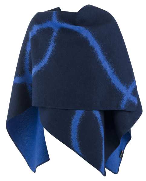 David Fussenegger Poncho Silvretta 'linear' 70 x 140 cm Marine- Blau