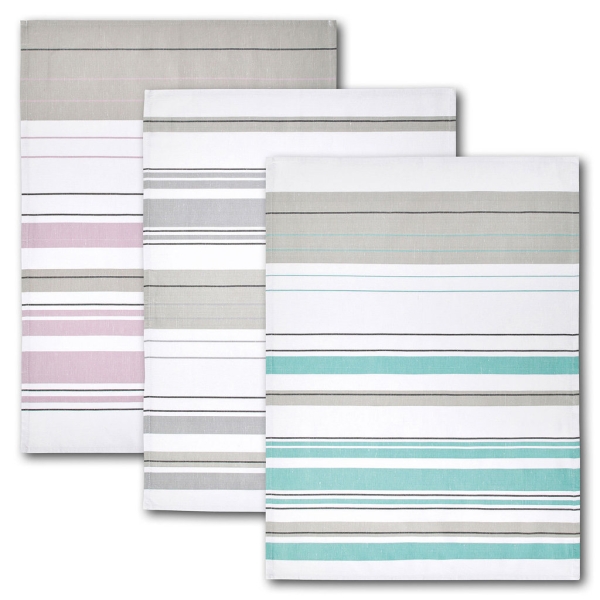 Dyckhoff Geschirrtuch 3er Set 'Streifenvielfalt' 50 x 70 cm