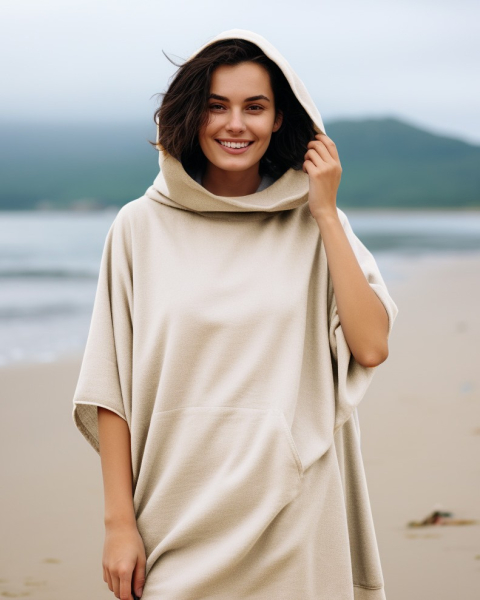 framsohn Surfer Poncho mit Kapuze Champagner