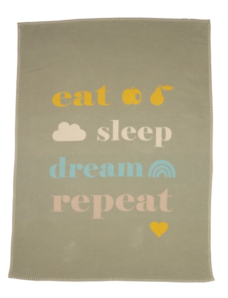 David Fussenegger Babydecke Lena 'eat sleep...' 75 x 100 cm Hellgrün