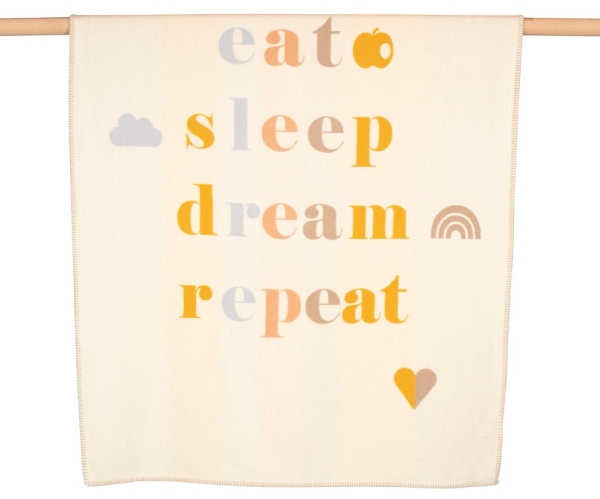 David Fussenegger Kinderdecke Lena 'eat, sleep...' 100 x 150 cm Rohweiß