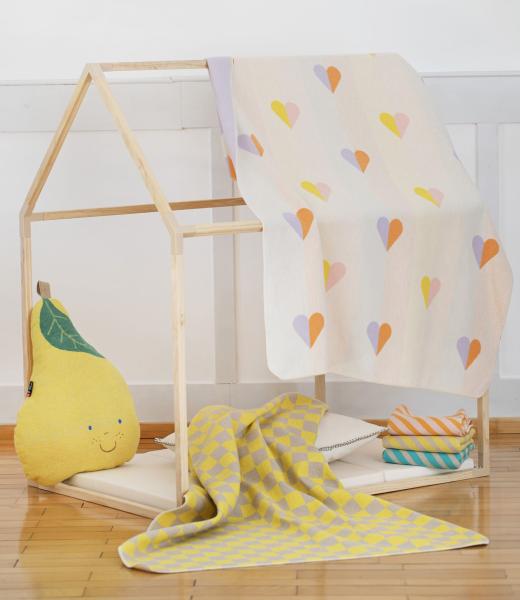 David Fussenegger Kinderdecke Juwel 'Schachbrett' 100 x 140 cm Gelb