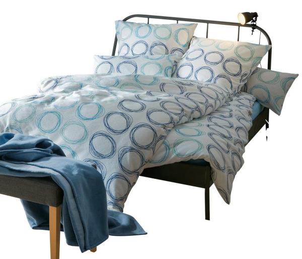Dyckhoff Weichfrottier Bettwäsche Garnitur 'Kreise' blau